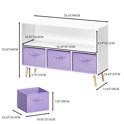 Bookcase With Collapsible Drawers Organizer - Gray, Pink, or Purple