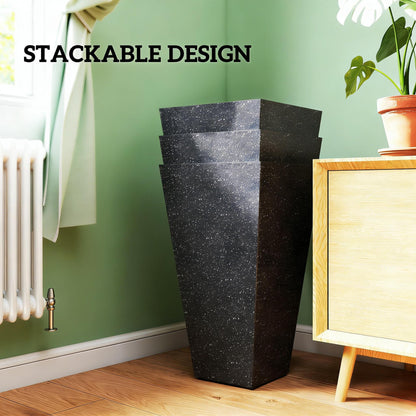 Stackable Taper Planters Set of 3 with Marble Finish