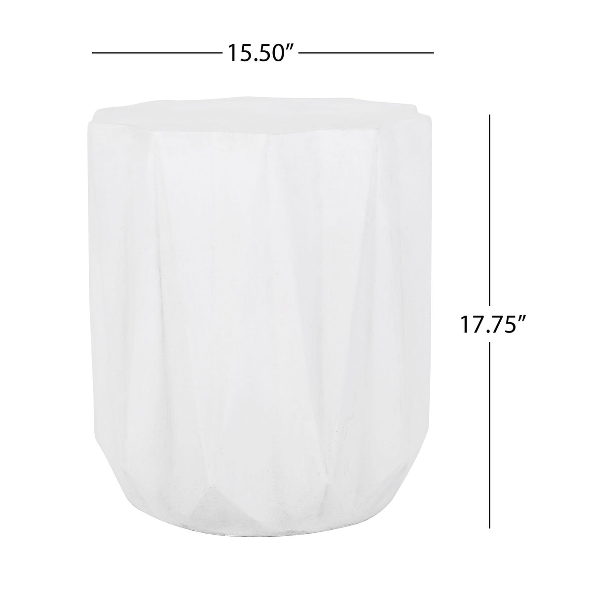 Antique White Outdoor Lightweight Concrete Side Table with Geometric Star Top