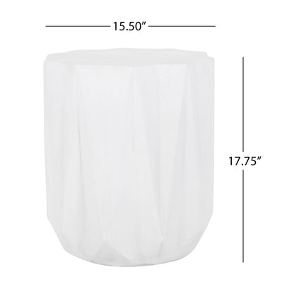 Antique White Outdoor Lightweight Concrete Side Table with Geometric Star Top