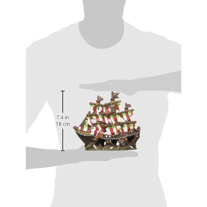 Deco-Replicas Striped Pirate Ship Aquarium Ornament