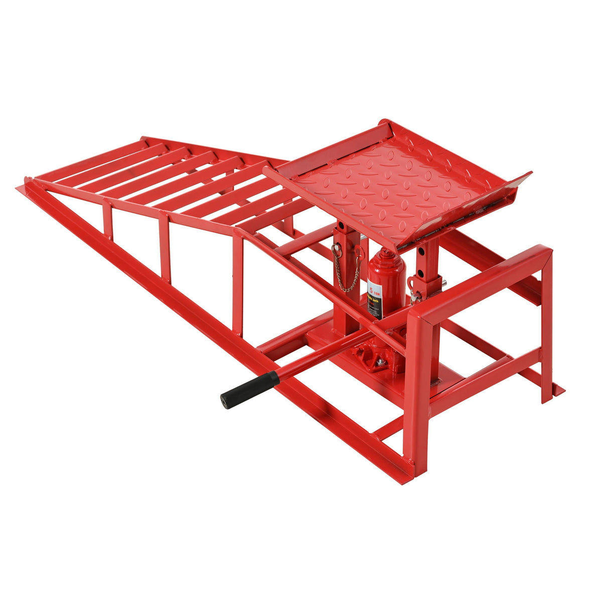 5 Ton Hydraulic Automotive Lift Ramps with Durable Steel - Red