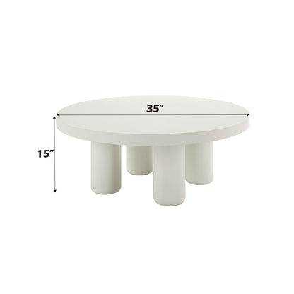 Loanna White Coffee Table with Hardwood & Birch Veneer – White