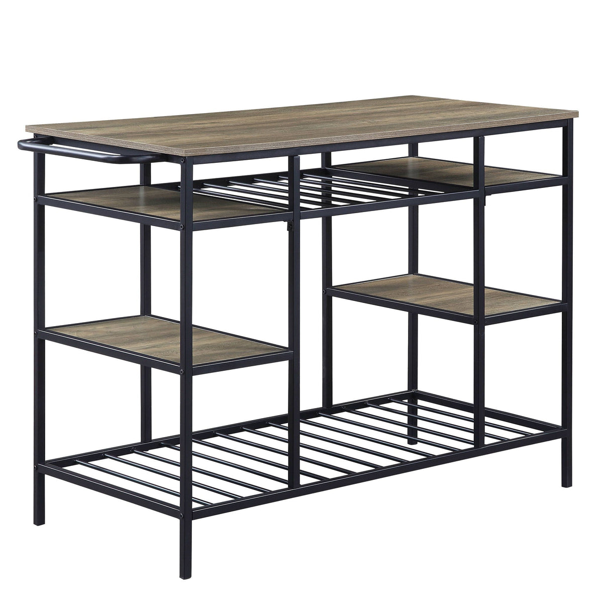 Lona Kitchen Island - Rustic Oak / Black