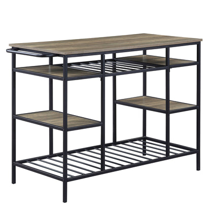 Lona Kitchen Island - Rustic Oak / Black