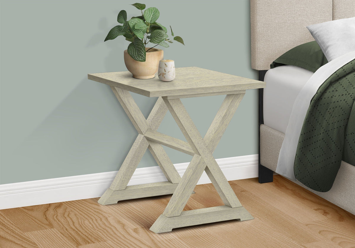 Compact Square Accent End Table with Trestle Base - White, Dark Brown, or Black