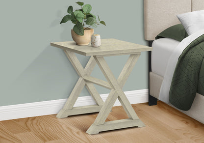 Compact Square Accent End Table with Trestle Base - White, Dark Brown, or Black