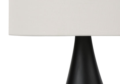 Contemporary Table Lamp Set with Ivory Linen Shades - Black