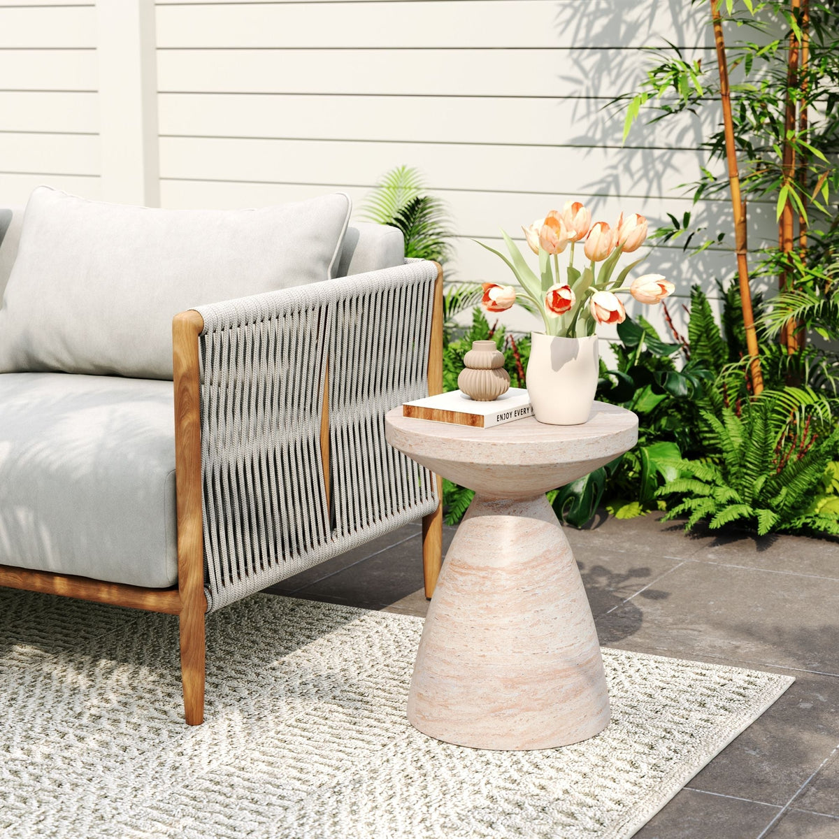 Outdoor/Indoor Lightweight Concrete Side Table