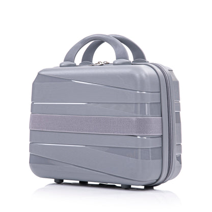4-Piece Polypropylene Luggage Set with Spinner Wheels and Cosmetic Case - Light Gray