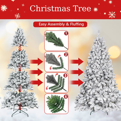 4FT Flocked Christmas Tree with Pine Cones and Snowy PVC Design