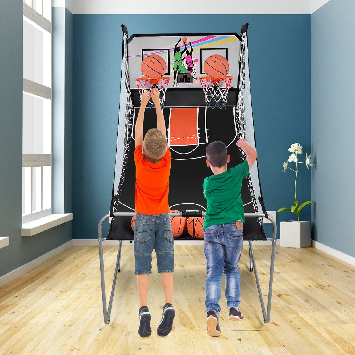 Indoor Double Electronic Basketball Game with 4 Balls