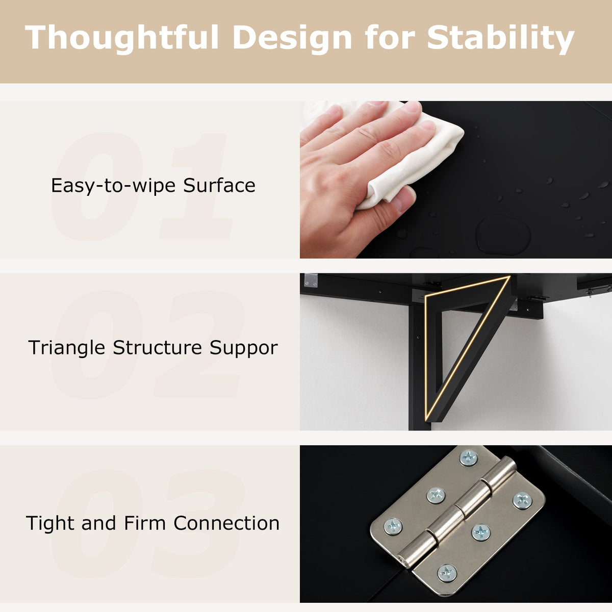 31.5 x 23.5 Inch Wall Mounted Folding Table for Small Spaces