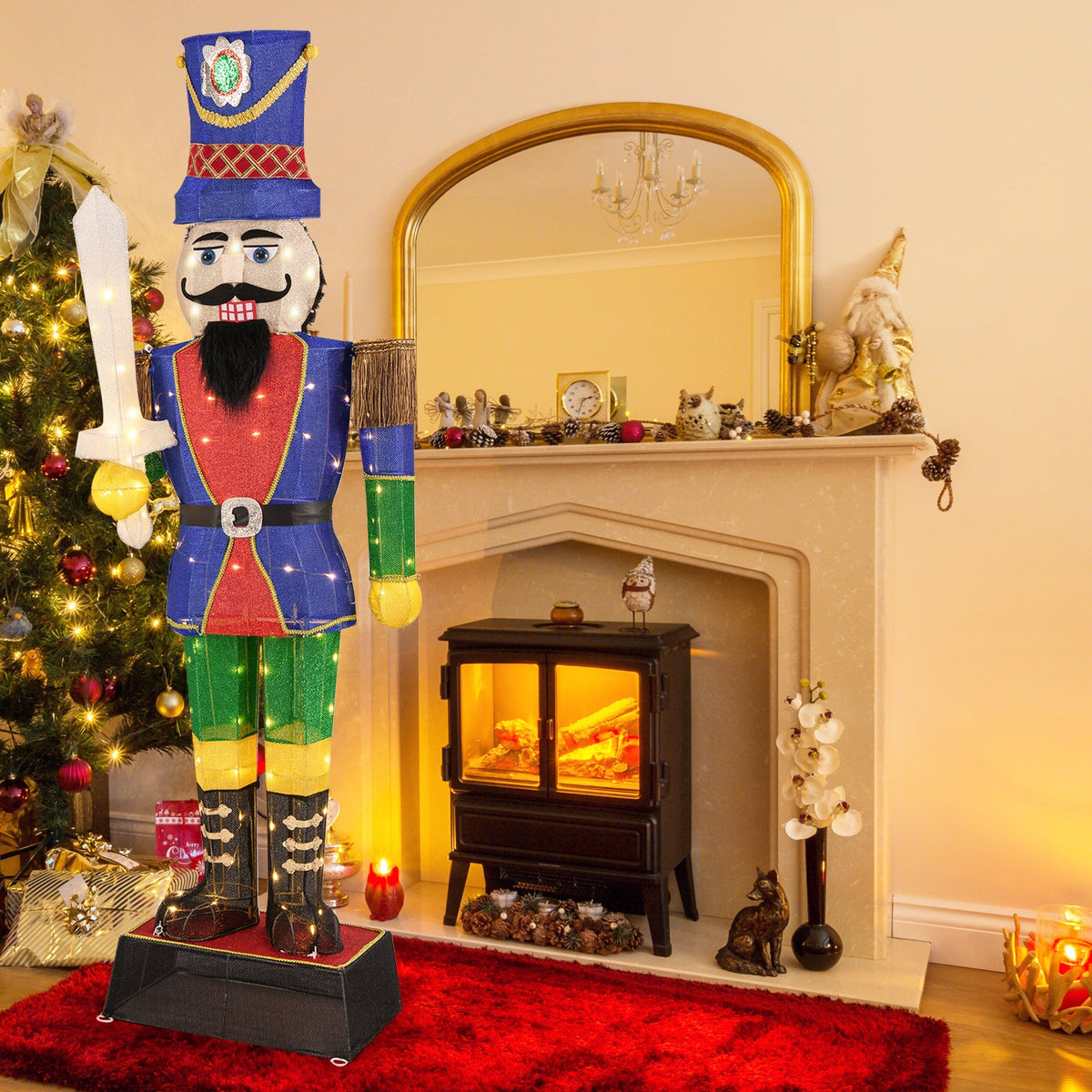 6 Feet Pre-Lit Nutcracker with Sword and 110 LED Lights