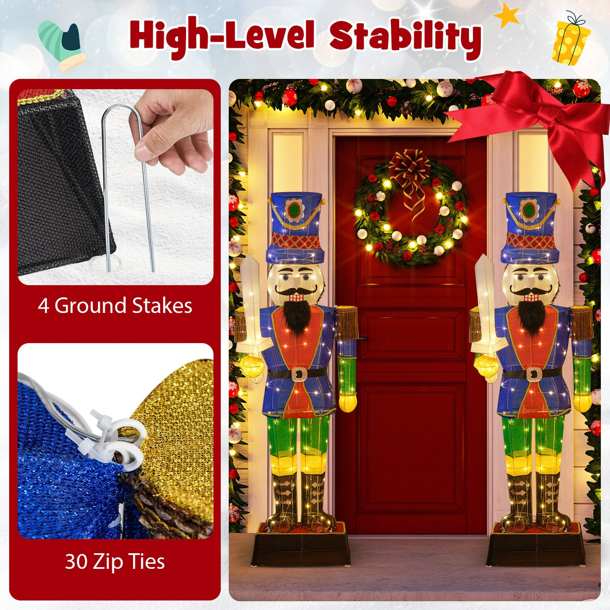6 Feet Pre-Lit Nutcracker with Sword and 110 LED Lights
