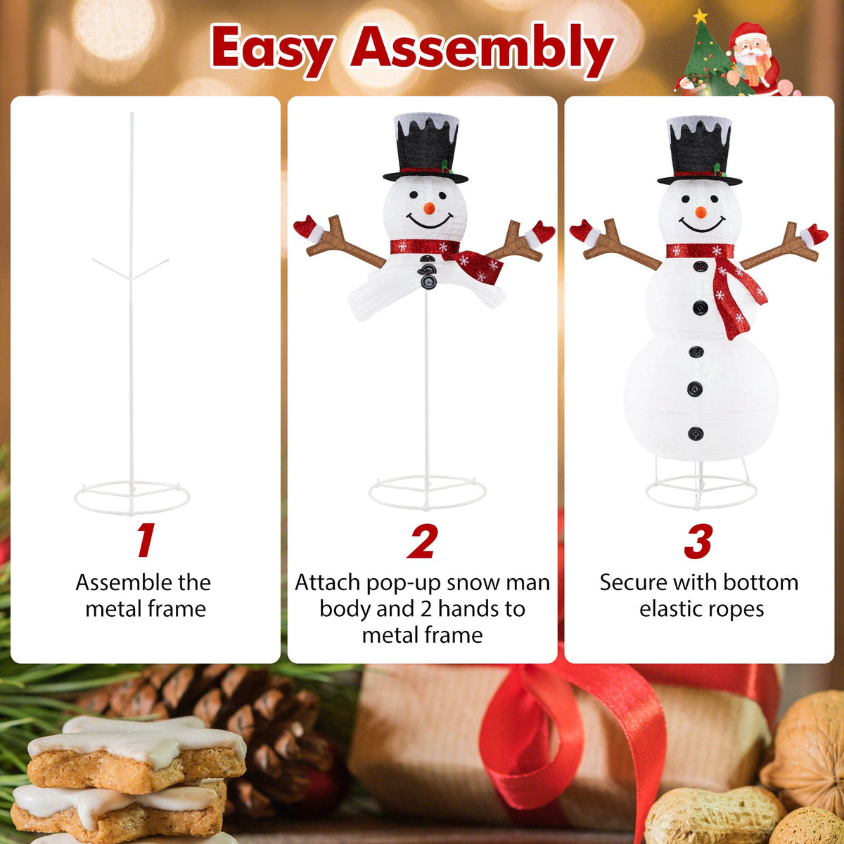 Pre-Lit Pop-up Christmas Decoration with 180 Cold White LED Lights