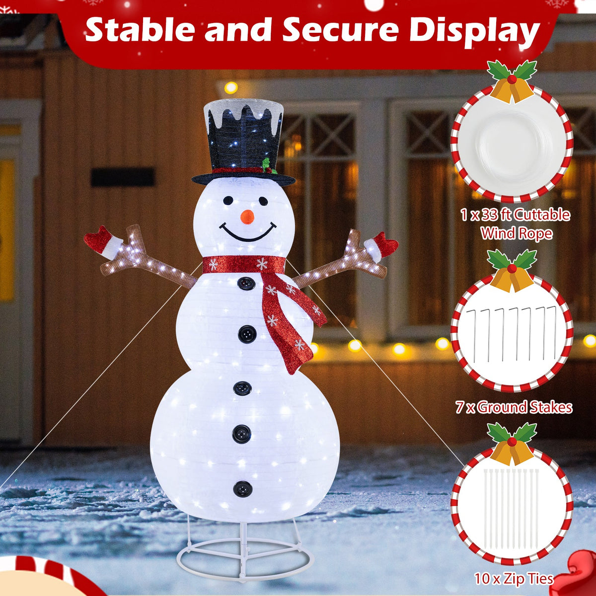 Pre-Lit Pop-up Christmas Decoration with 180 Cold White LED Lights