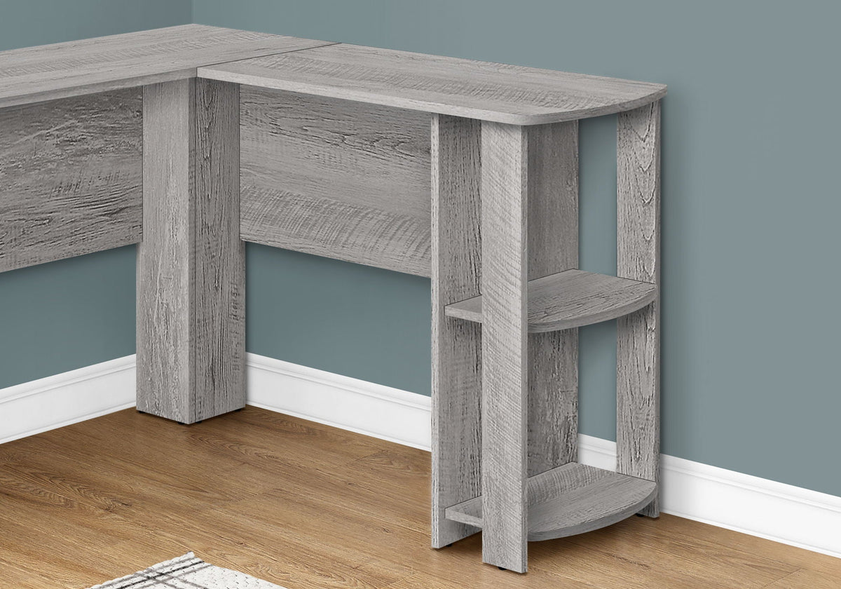 L-Shaped Corner Computer Desk with Storage Shelves - Wood Finish
