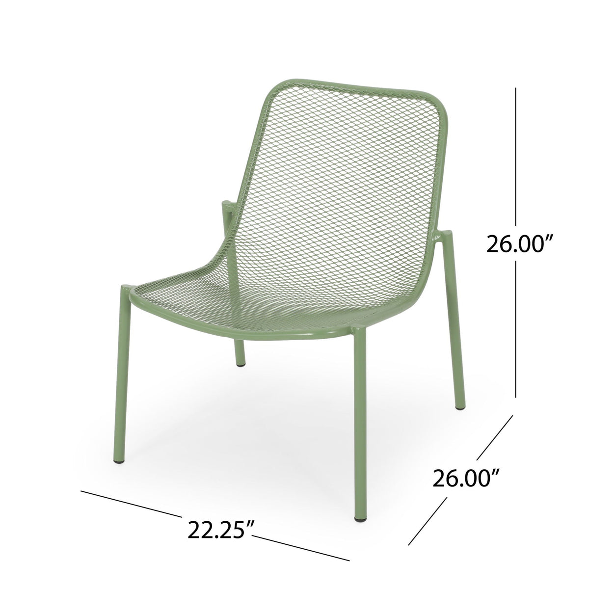 Outdoor Iron Chair with Mesh Design - Light Blue or Green