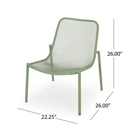 Outdoor Iron Chair with Mesh Design - Light Blue or Green