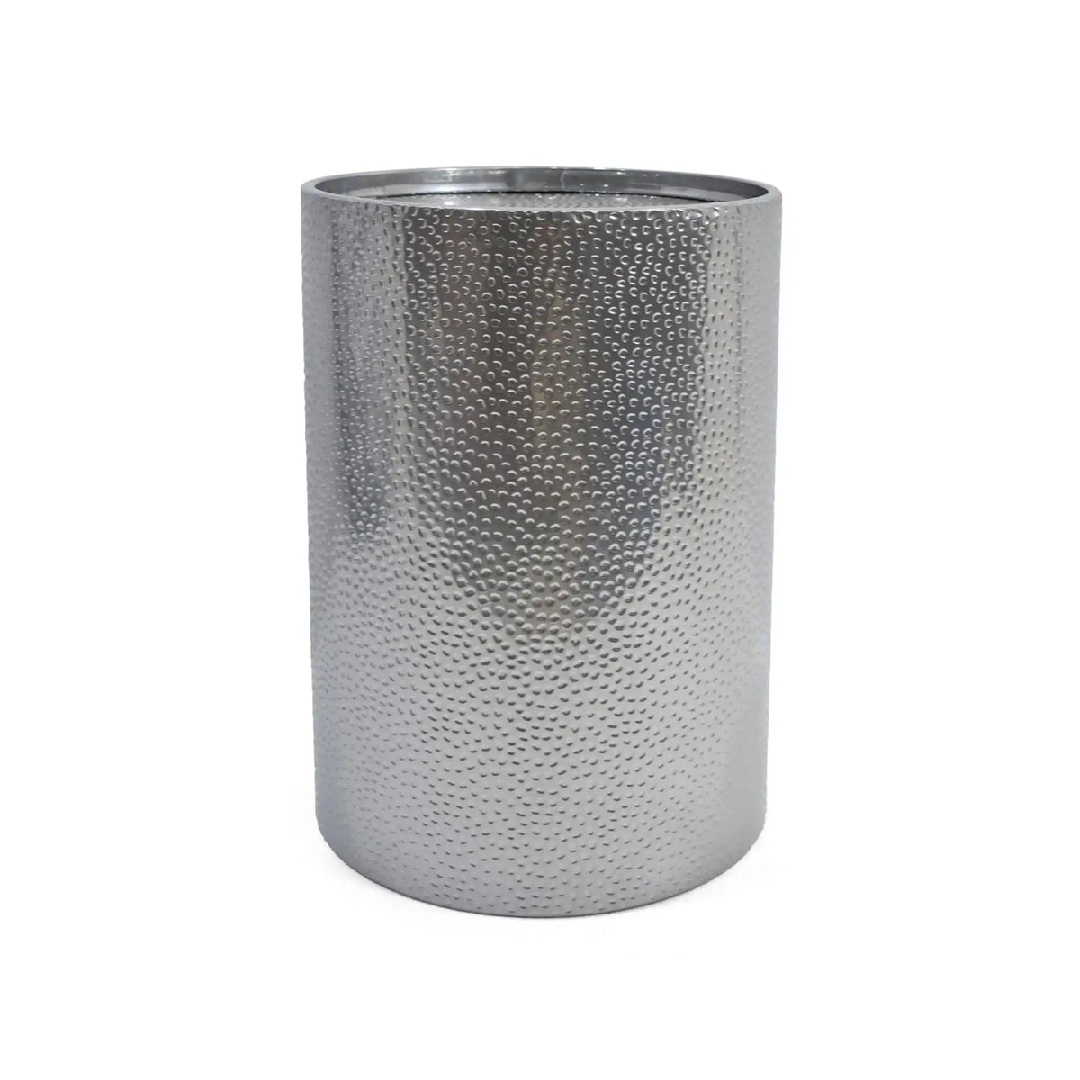 Modern Round Accent Table with Hammered Surface - Pearl Silver or Gold