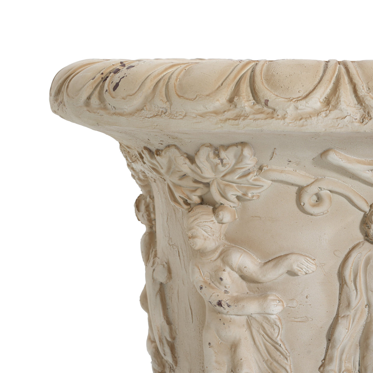 Garden Urn, Antique White, 27" H with Drainage Hole
