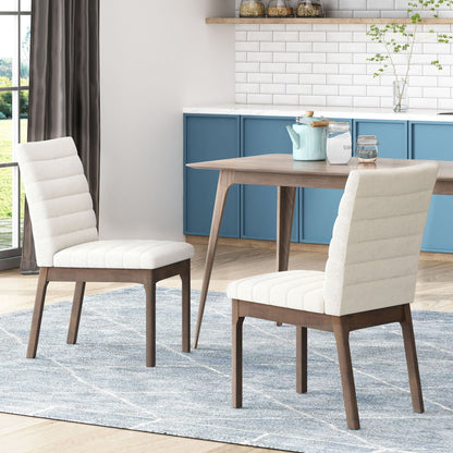 Upholstered Dining Chairs with Rubber Legs - Set of 2