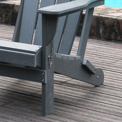Adirondack Folding Chair with Dual Cup Holders - Grey