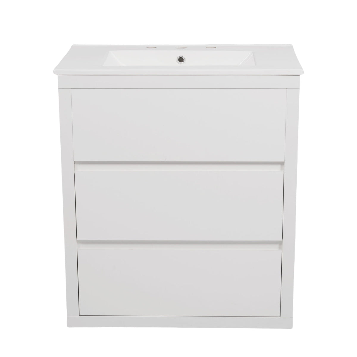 Double Sinks Bathroom Vanity Set with Ceramic Basins - Wood