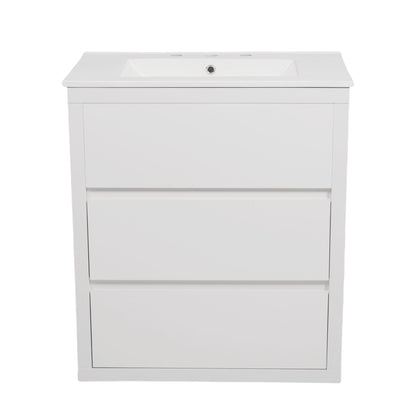 Double Sinks Bathroom Vanity Set with Ceramic Basins - Wood