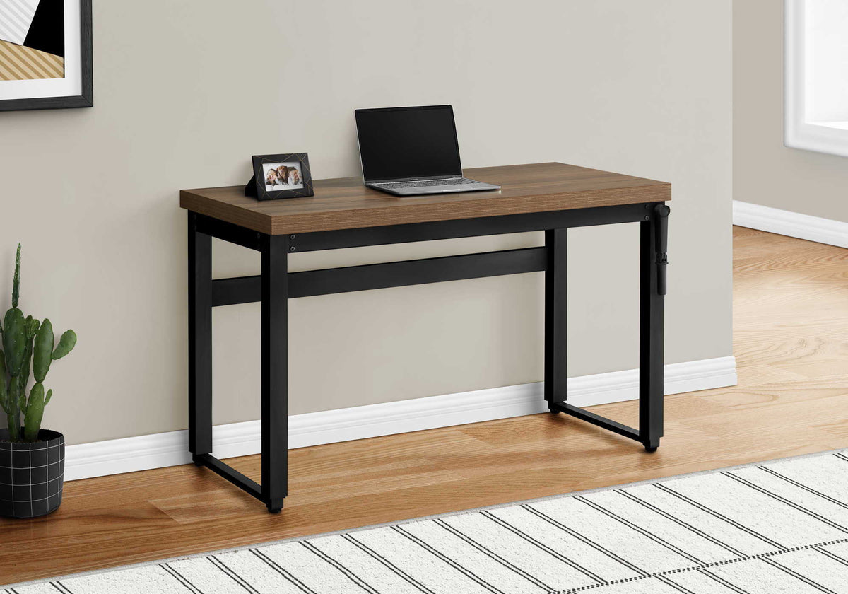Adjustable Standing Computer Desk with Metal Construction - Black, White, or Dark Brown
