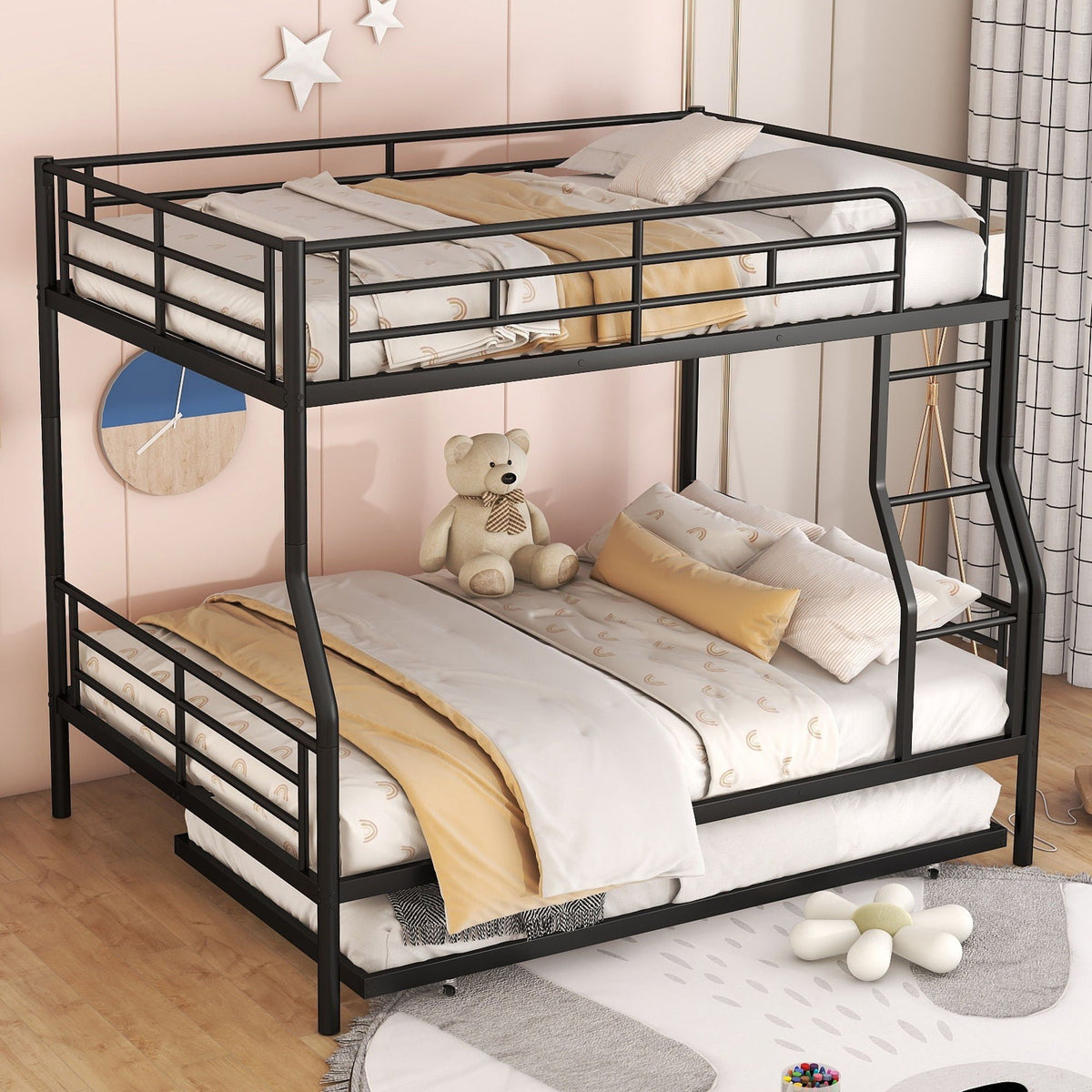 Steel Construction Bunk Bed with Convertible Design - Multiple Colors