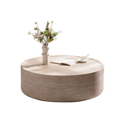 39.37" Round Coffee Table with Mars Pattern - Beige