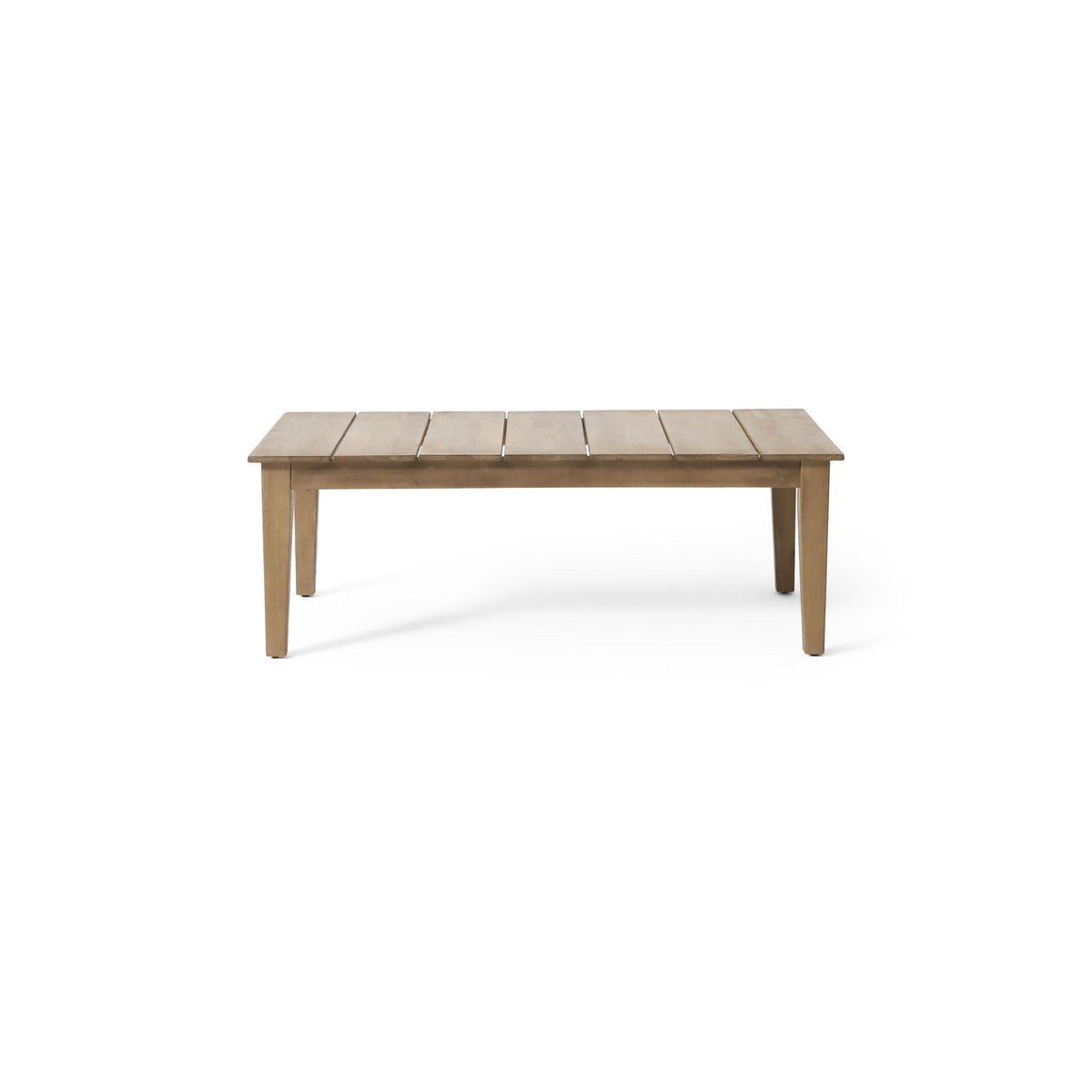 Light Brown Outdoor Coffee Table with Slat Panel Top - Acacia Wood