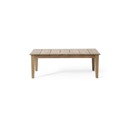Light Brown Outdoor Coffee Table with Slat Panel Top - Acacia Wood