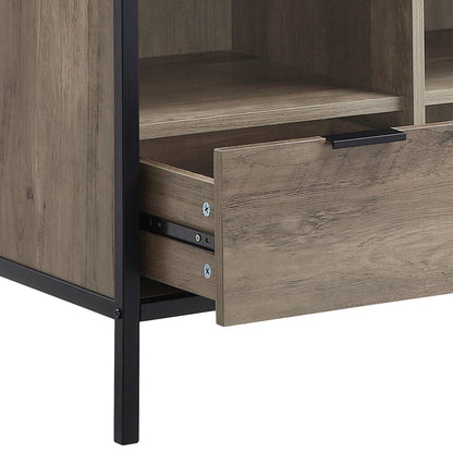 Light Brown Rustic TV Stand with Metal Frame - Nantan