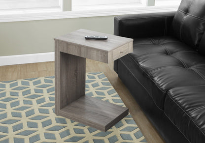 C-Shaped Accent Table with Hidden Drawer - Taupe