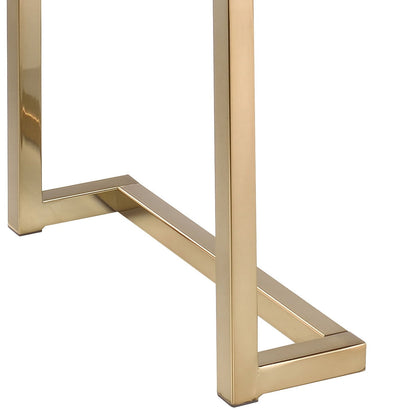 Black Upholstered Bench with Gold Metal Base - Boice