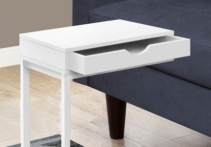 C-Shaped Accent Table with Storage Drawer – Multiple Colors