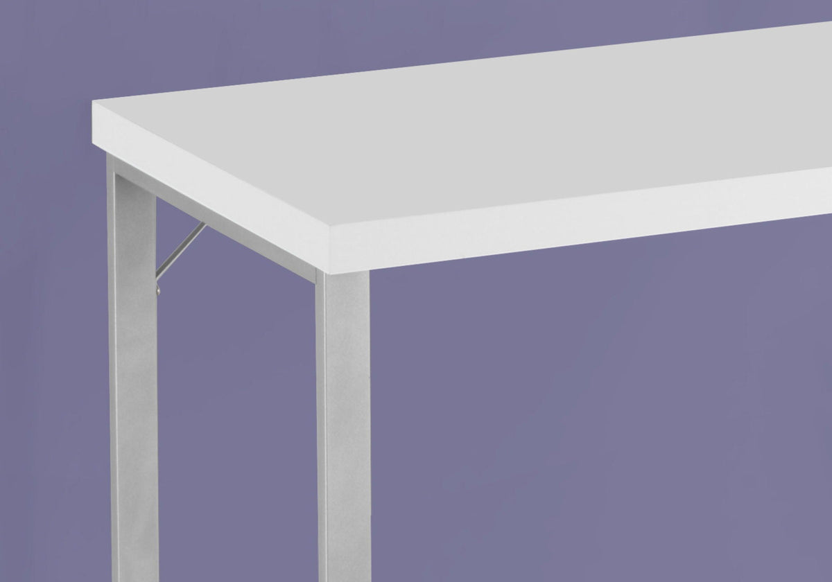 White Computer Desk with Modern Metal Frame - Home Office