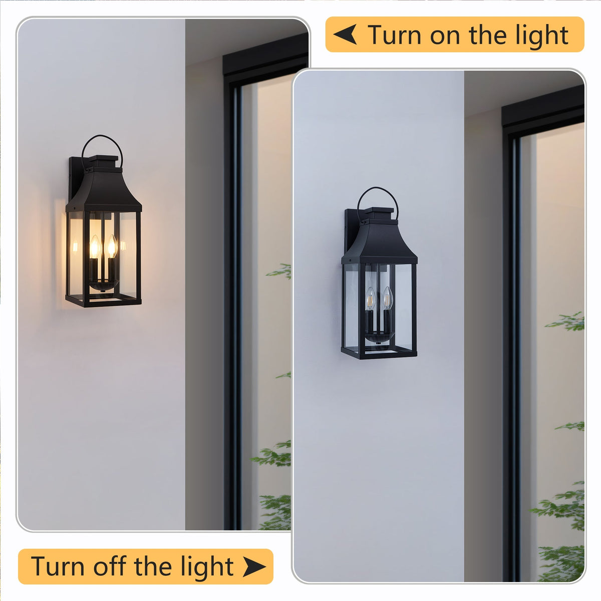 20" Outdoor Wall Light 2-Pack with Tempered Glass - Black