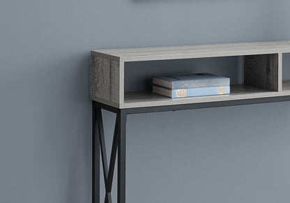Contemporary Console Table with Metal X-Frame - Light Brown, Dark Brown, Dark Gray