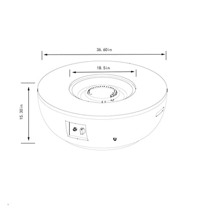36'' Propane Gas Fire Pit Table with 50,000 BTU Burner - Grey