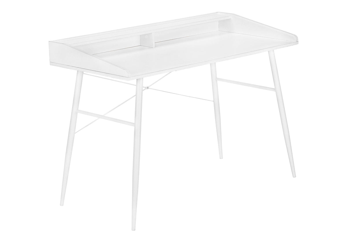 Contemporary Computer Desk with Storage Shelves - White, Black, or Gray