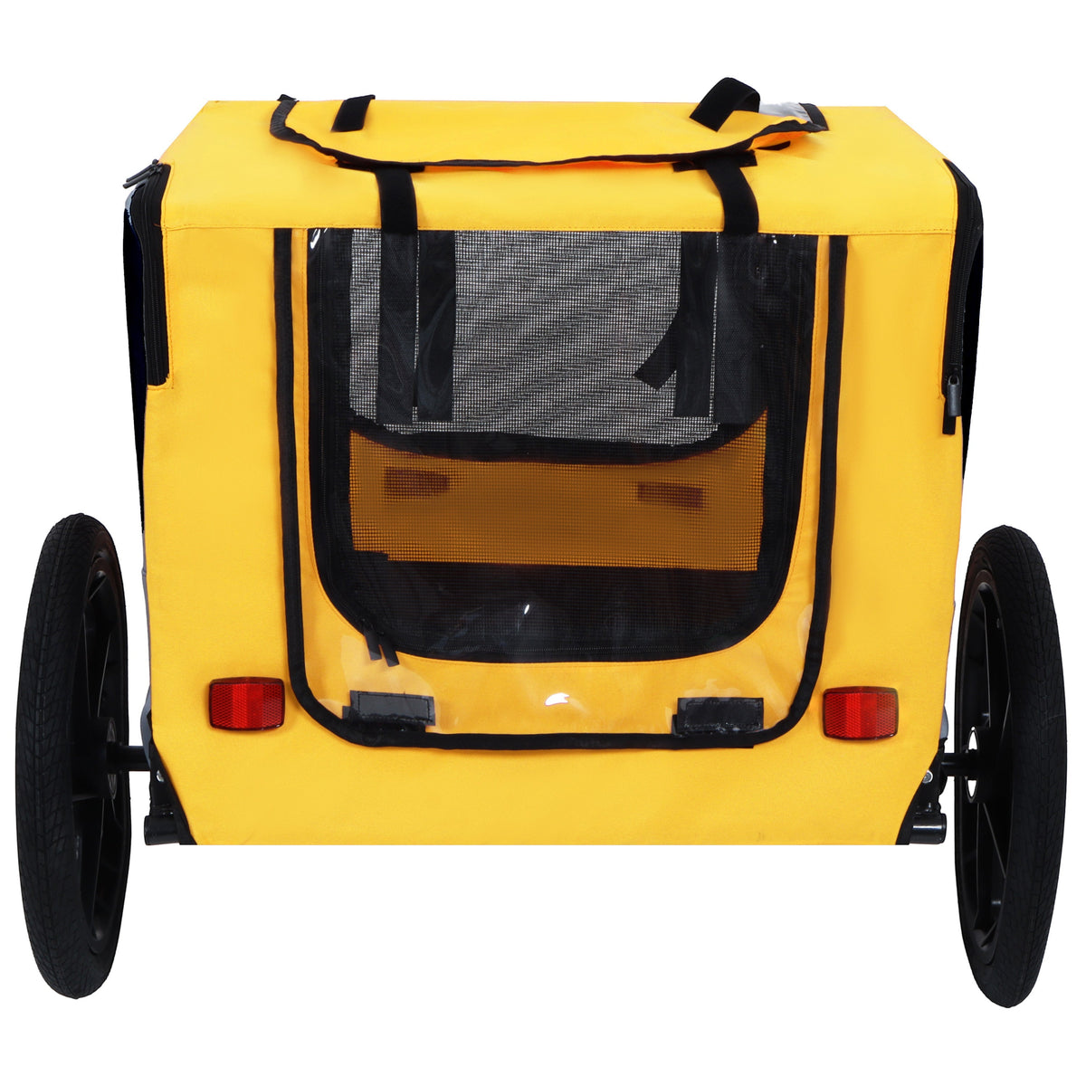 Pet Bike Trailer with Steel Frame and Foldable Design - Red