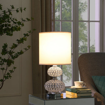 24" Chrome Filigree Cage Table Lamp with Acrylic Beads - Silver