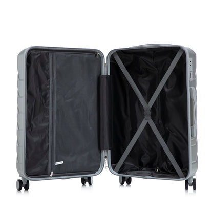 3-Piece ABS Spinner Wheel Luggage Set with Combination Lock - Silver