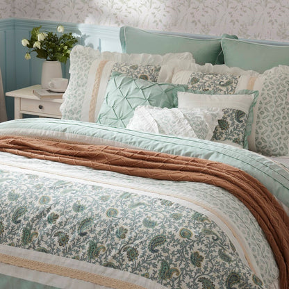9 Piece Cotton Percale Comforter Set with Decorative Pillows - Aqua