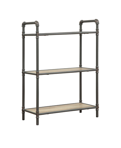 Itzel Antique Bookshelf with Metal Frame - Gray/Oak