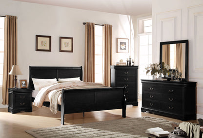 Louis Philippe Sleigh Style Bed with Classic Wood Construction - Multiple Colors